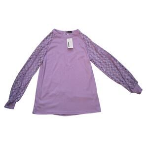 Purple Miholl Womens Long Sleeved Open Lace Shirt Size Large NEW WITH TAGS